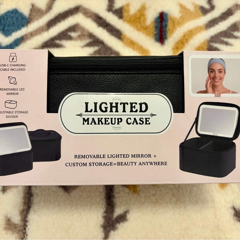 Rechargeable lighted makeup  case with LED Mirror Black - Picture 4 of 5